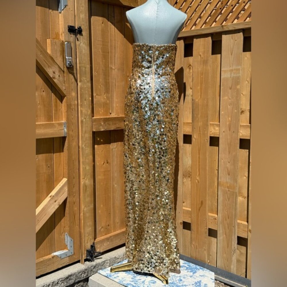 🆕 BRONX & BANCO 🧿 NWOT Farah Strapless Sequins Gown, Gold, Sz M US 6 - Picture 8 of 16